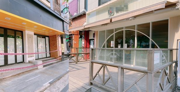 5월 13일 서울 서대문구 연세대학교 정문 앞 명물거리에 폐업한 가게들. /이신혜 인턴기자